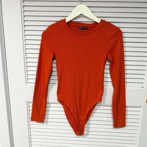 ZARA Ribbed Long Sleeve Bodysuit Size Medium